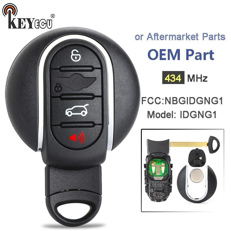 KEYECU 434 МГц FCC аддитивного цветового пространства: NBGIDGNG1 OEM/запчастей Smart 4 кнопки