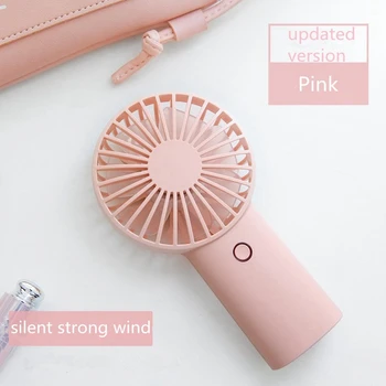 

2 Set 4000Mah Rechargeable Usb Handheld Mini Fan Silent Air Cooler Portable Desk Fans for Home Blue & Pink