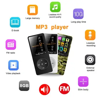 

Ultrathin MP3 Player HIFI Lossless Portable MP3 With Radio For IQQ 8GB Multiple Languages MP3 Walkman