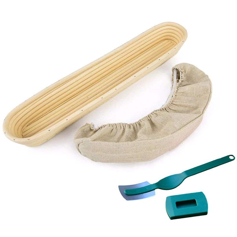 17Inch Rattan Lining and Bread Proofing Basket- Proofing Basket for Making Beautiful Bread with Scraper