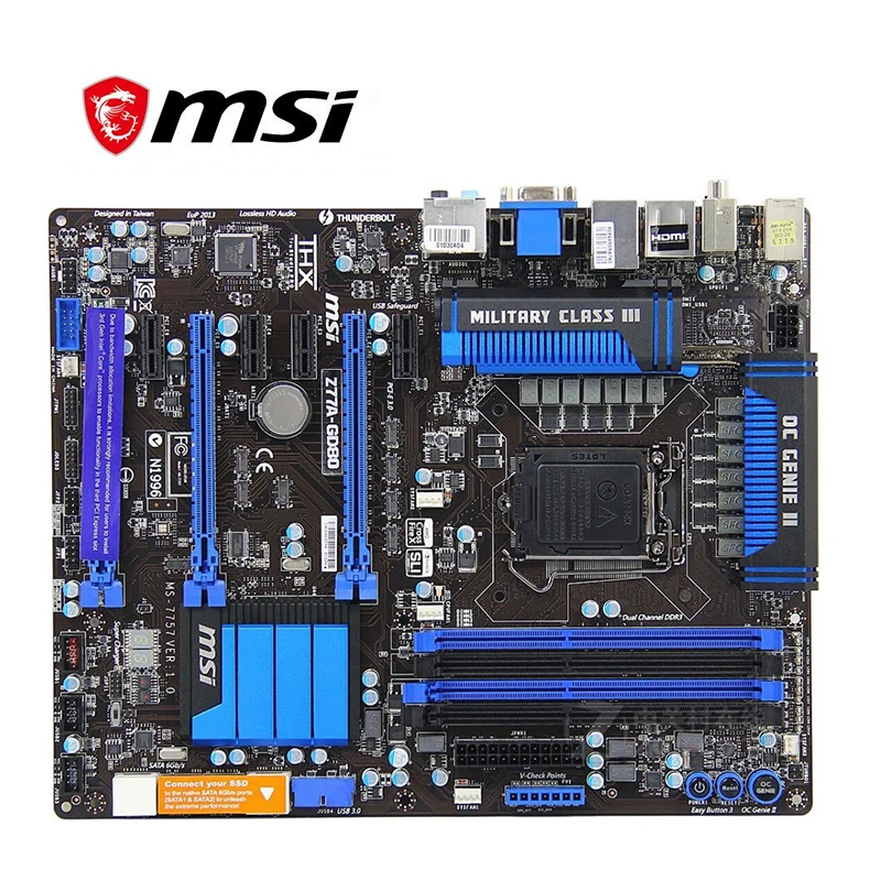 Материнская плата для компьютера MSI USB3.0 SATA III LGA 1155 DDR3 ПК Intel Z77 Z77M б/у | Компьютеры и