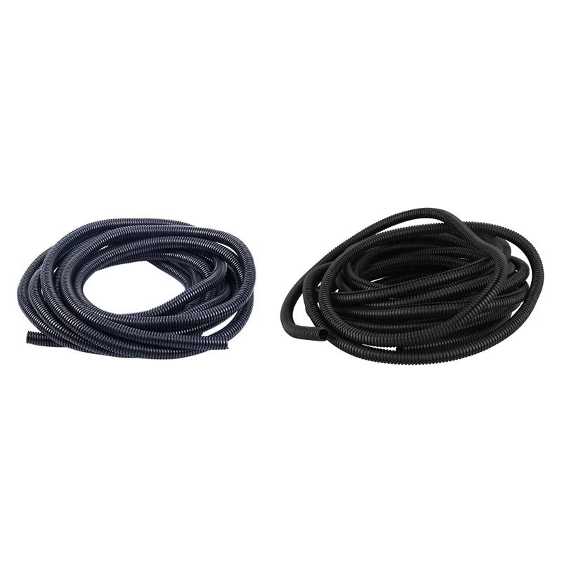 

2 Pcs 20 Ft Split Wire Loom Conduit Polyethylene Tubing Black Color Sleeve Tube , 1/2 Inch & 3/8 Inch