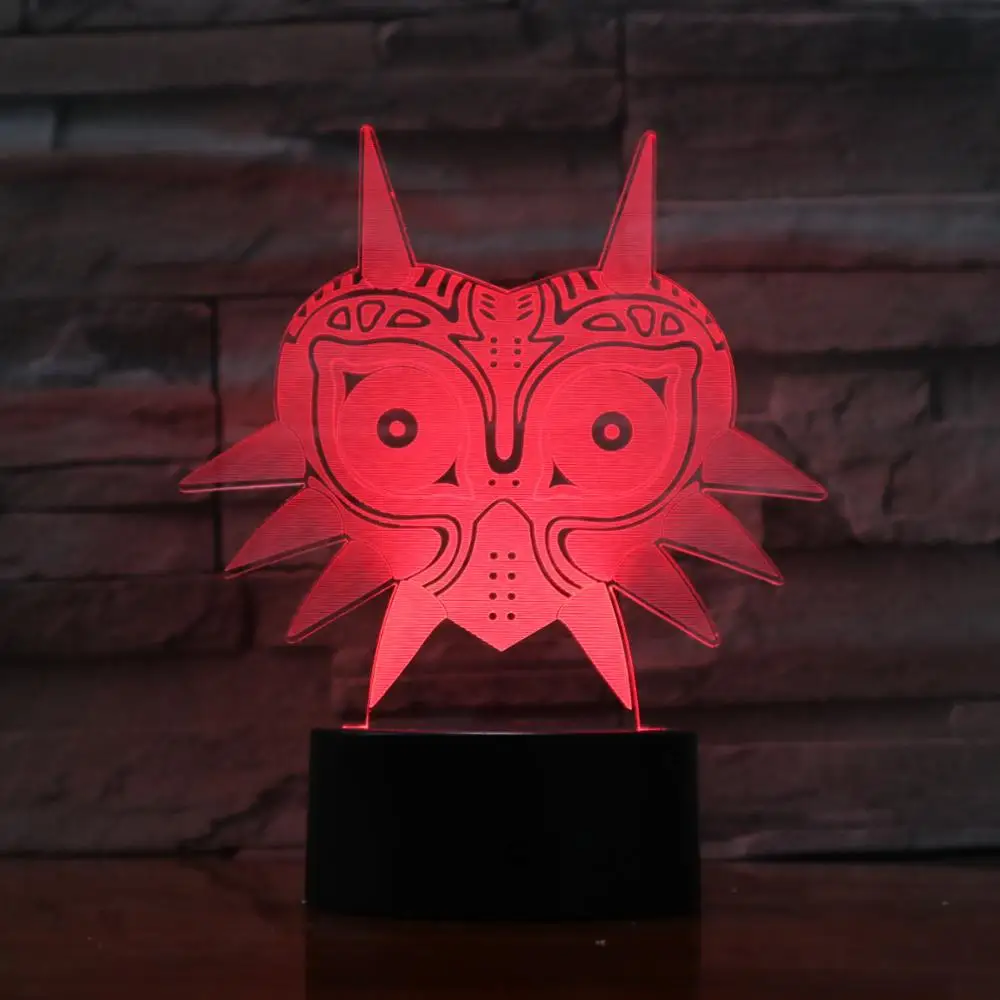 Творческий 3D USB лампа рисунок Majoras маска творческий 7 цветов меняющийся светодиодный ночной Светильник офисный Декор Светильник 976
