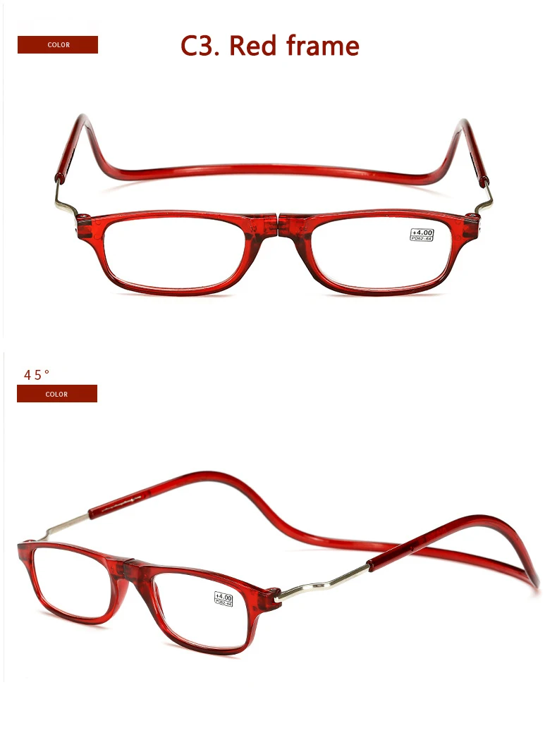 Hot Selling Myopic eyes Magnet Reading glasses for Men Women presbyopia glasses can hang neck folding Magnetic Reading glasses