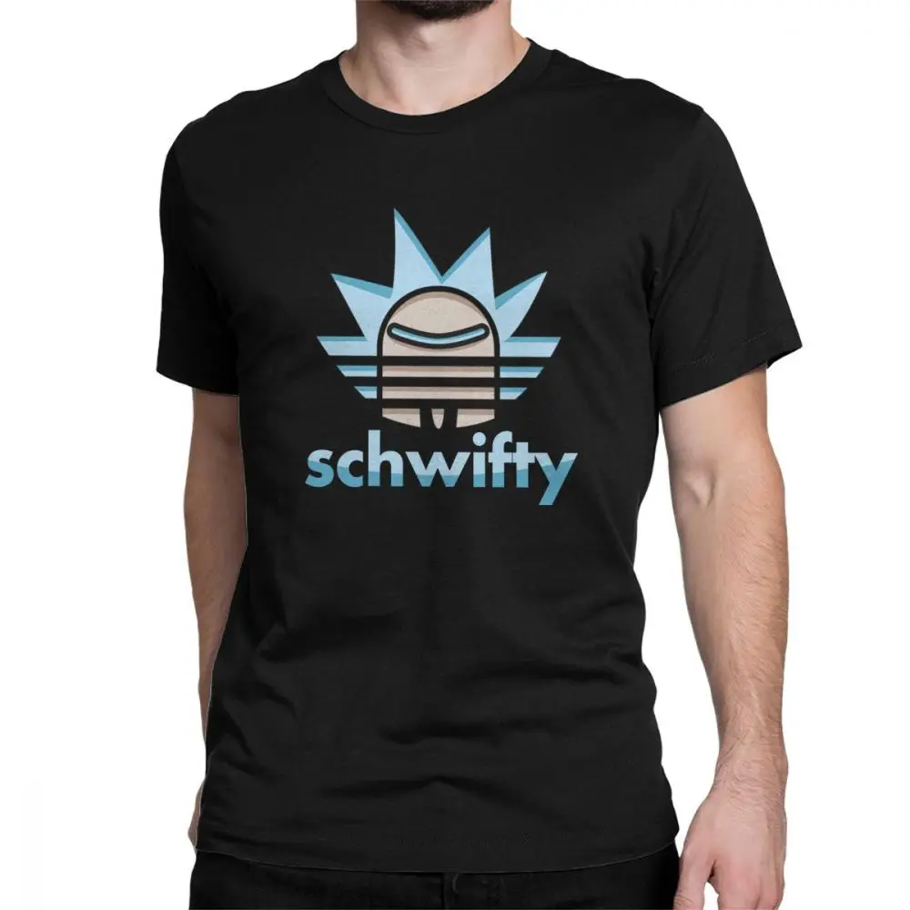 Мужские футболки Рик и Морти Schwifty, повседневные топы с круглым вырезом и короткими рукавами, футболки из чистого хлопка, футболки больших размеров - Цвет: Black