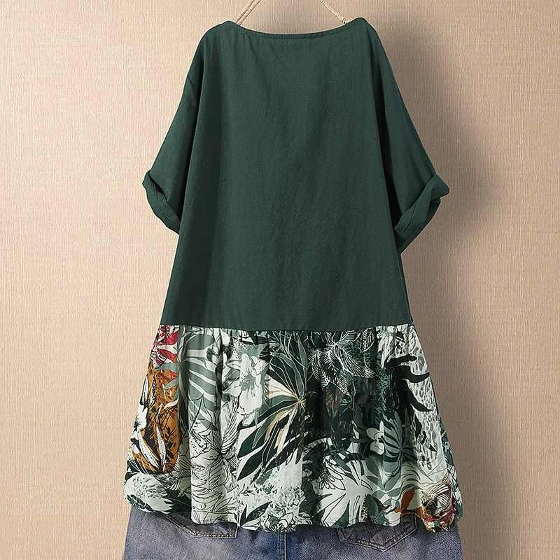 Plus Size Women Tops and Blouses 2019 Summer Female Casual Patchwork Printed Tunic Tops Chemiser Mujer Ladies Work Office Blusas - 4.00009E+12