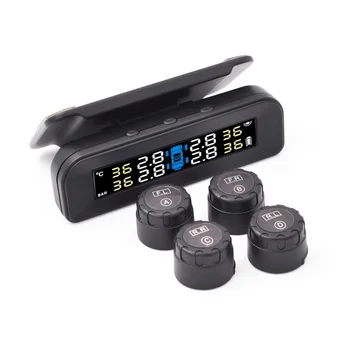 

Car TPMS Tire Pressure Alarm Folding External Monitor Warning System Real-time Display Wireless Solar Power Tpms With 4 Sensors