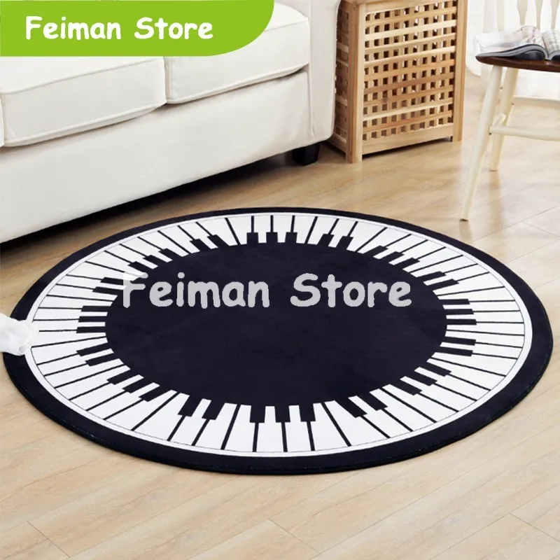 

Piano Keyboard Music Note Round Carpet Rugs Bedroom Living Room Tea Table Mat Kids Room Computer Chair Floor Mat Doormat