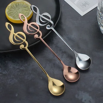 Милые кофейные ложки мини десертная ложка музыкальная в форме ноты ретро маленькая ложка для мороженого металлическая нержавеющая сталь