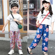 Противомоскитные штаны для девочек коллекция года, летние хлопковые Шелковые Тонкие пляжные свободные штаны-фонарики для мальчиков Повседневные детские штаны