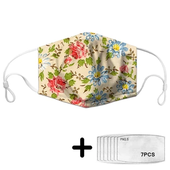 

2020 Fashion Polyester Mask with Colorful Flora Print Reusable Elastic Face Masks and PM2.5 Filters for Daily Outing Accessories