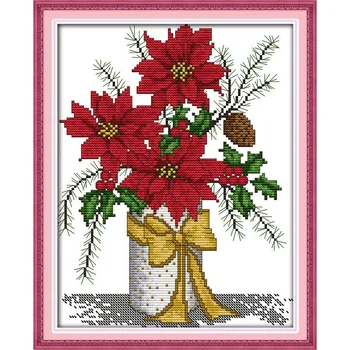 

Free NEW DIY Needlework Winter vase DMC Counted Cross Stitch Sets Set for Embroidery Knitting Needles Crafts Hobby