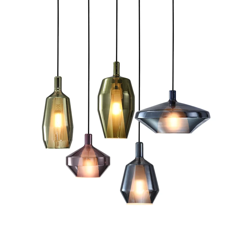 

Modern Concise Originality Colour Glass Restaurant Small A Chandelier Northern Europe Bedroom Bedside Arts Single Head Bar