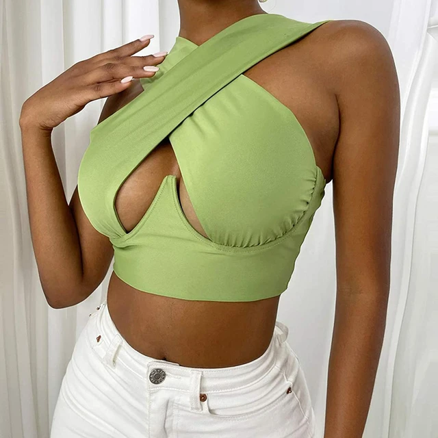 Women's Criss Cross Tank Tops Sexy Sleeveless Solid Color Cutout Front Crop  Tops Party Club Streetwear Summer Lady Bustier Tops - Tanks & Camis -  AliExpress