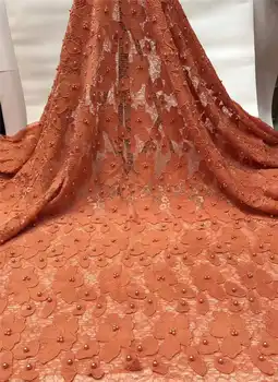 

2019 Hot Sale French Lace Fabric Beaded Nigerian Lace Fabric High Quality African Tulle Lace Fabric For Wedding dress BGS02