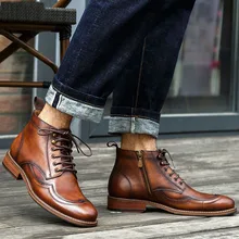 Quality Genuine Leather Zip Men Boots Fashion Casual Ankle Boots Riding Outdoor Working Lace Up Martins Boots Shoe Quality Genuine Leather Zip Men Boots Fashion Casual Ankle Boots Riding Outdoor Working Lace Up Martins Boots Shoe