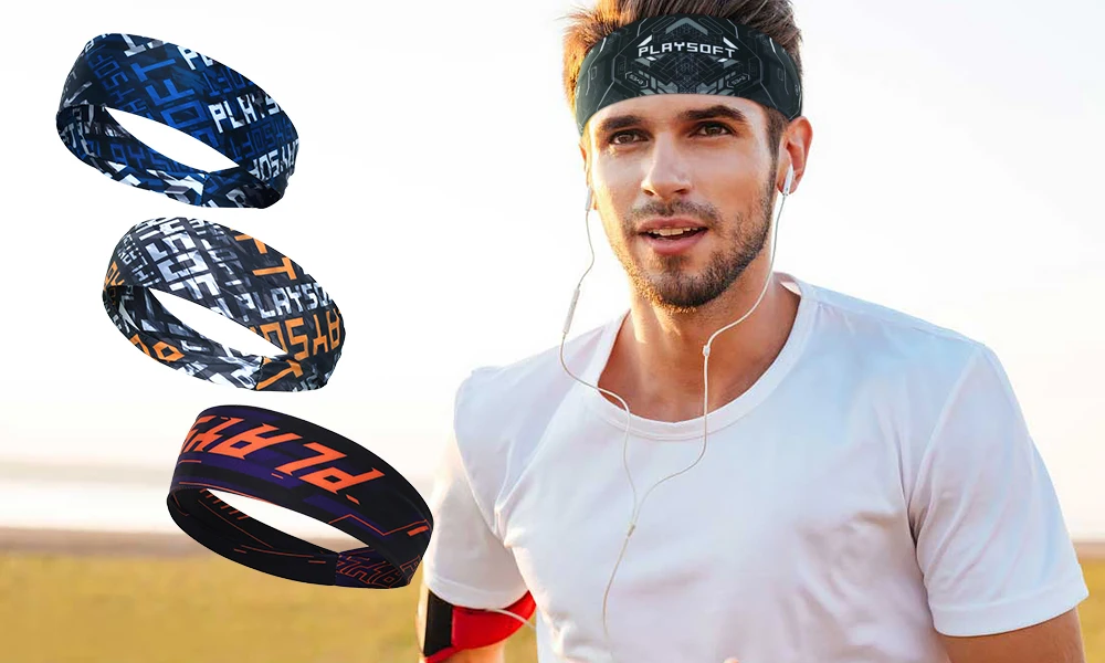 Description Picture 2 of itemSports Headband Sweatband Elastic Yoga Hairband Running Cycling Jogging Volleyball Tennis Head Sweat Hair Band Bandage Men Women