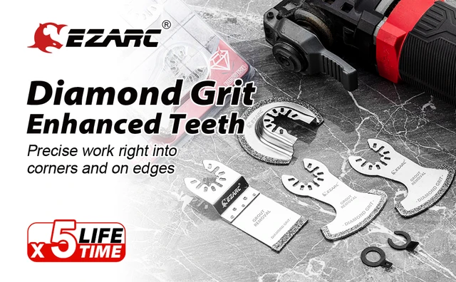 4 Lame Sega Oscillante Diamantate - Per Rimozione Malta, Legno, Metallo, Compatibile Con Multitool - Foto 5