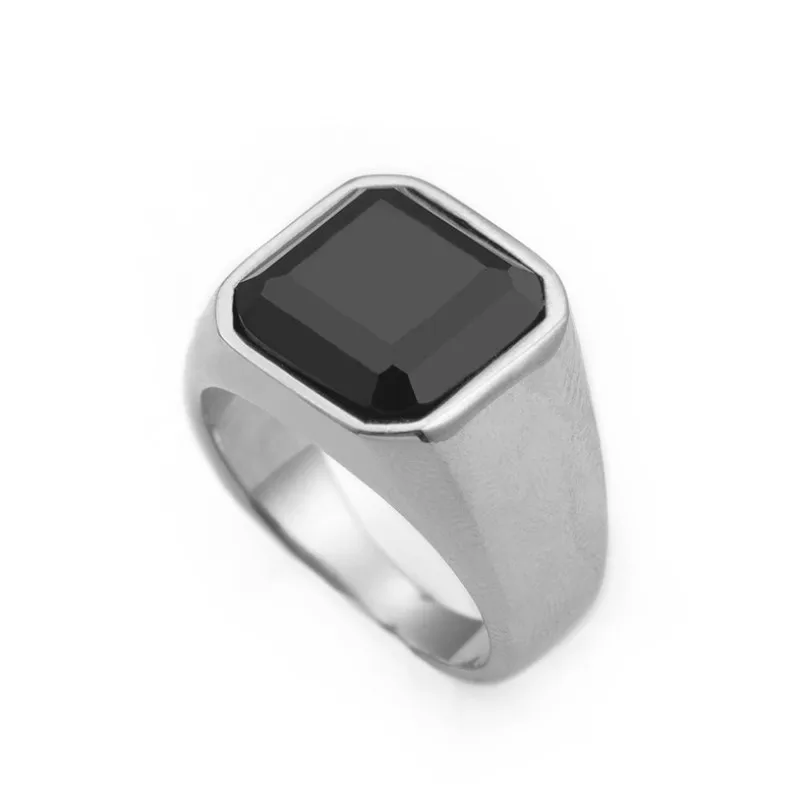 

Retro Square Enamel Black Rings for Men New Arrival Fashion High Quality Stainless Steel Rings Jewelry Party Gift