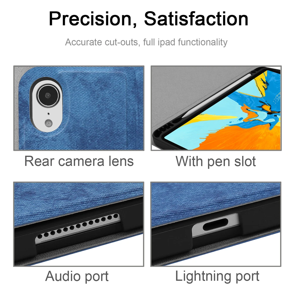 For iPad Pro 11 inch Spanish Russian Bluetooth Keyboard with Cloth Grain PU Leather Case Tablet Protective Cover with Pen Slot