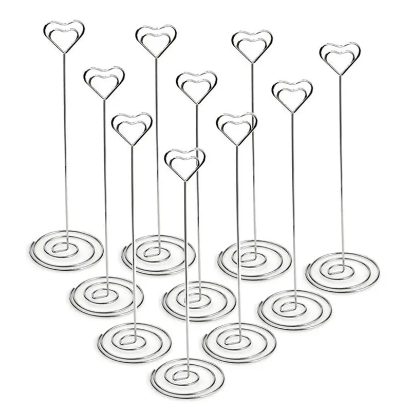 

10pcs 8.6 Inch Tall Place Card Holders Heart Shape Table Number Holder Stands Picture Photo Note Memo Clip for Wedding