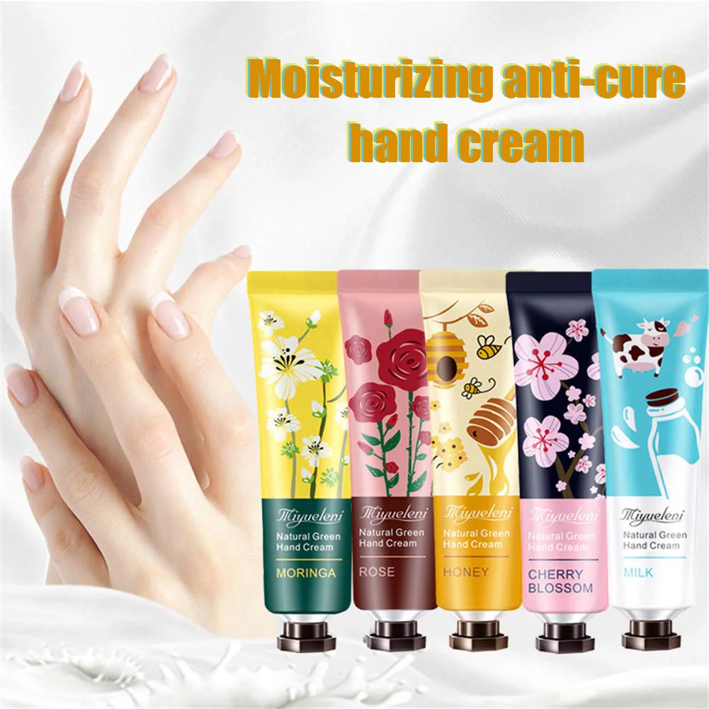 10pcs Plant Fragrance Hand Cream Moisturizing Hand Care for Women Men Winter Travel 30g