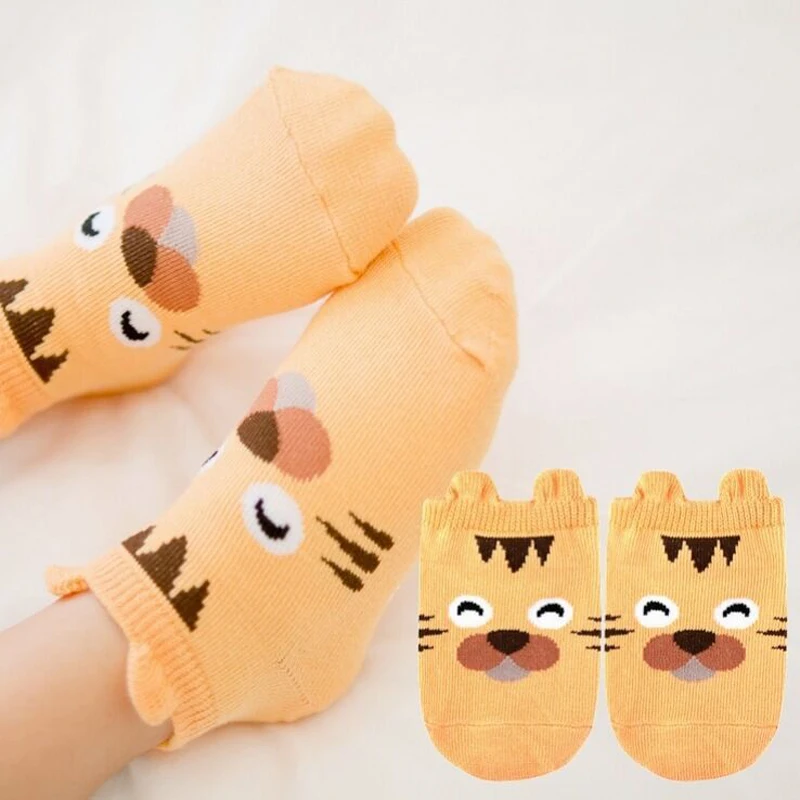 Милые детские носки с животными из мультфильмов Нескользящие хлопковые Асимметричные короткие носки для малышей короткие носки для новорожденных мальчиков и девочек