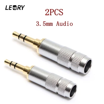 

LEORY 2Pcs Gold Plated 3.5mm Stereo 3 Pole Headphone Jack Plug Audio Solders Connectors High Quality