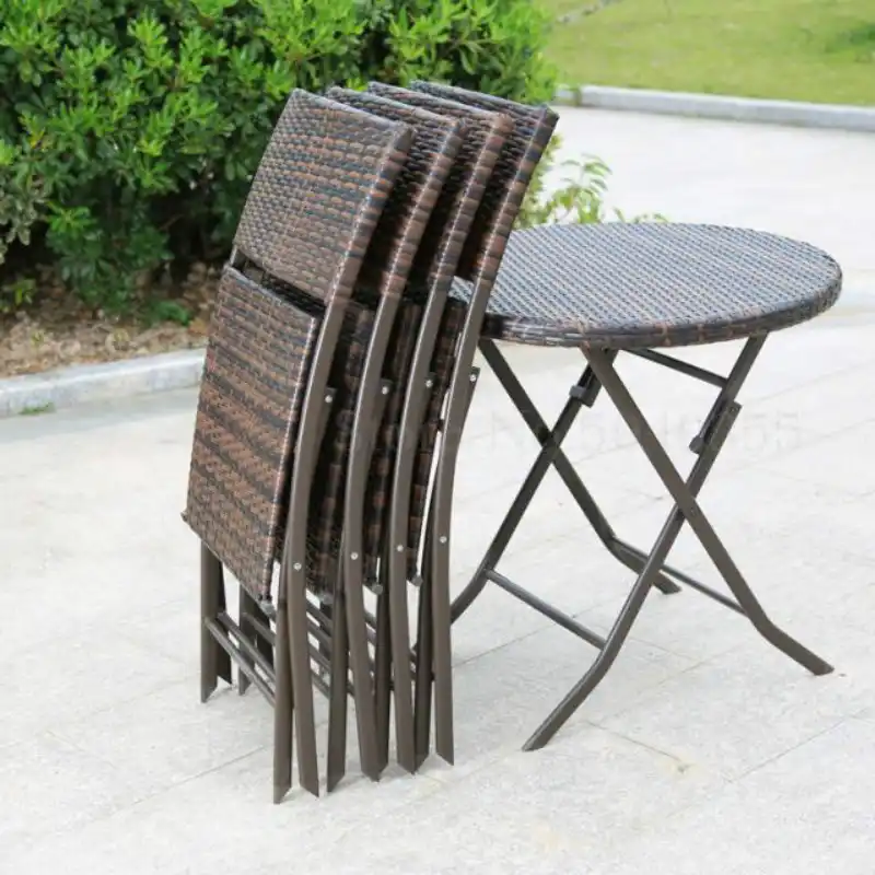 Outdoor Patio Open Air Coffee Table And Chair Fashion Furniture Rattan Folding Set Dinette Cafe Furniture Sets Aliexpress