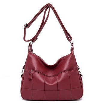 

2019 Sac 2 Pockets Bag Soft Leather Messenger Bags Handbags Women Famous Brands Designer Handbags Crossbody Bags For women Bolsa