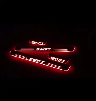 

RQXR led stainless steel overlay acrylic door scuff for suzuki swift moving door sill plate lining decorative light,4pcs