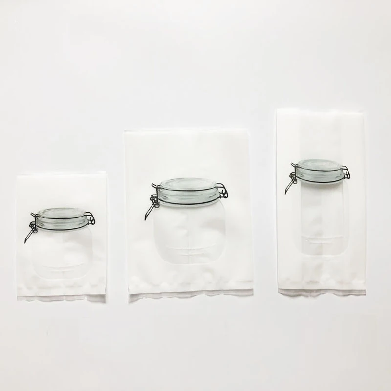 100pcs Cute Semi-transparent Food Bag Packaging Fruit Dessert and Biscuit Bag Birthday Party Cookies Packing Baking Bags - Color: white large bag