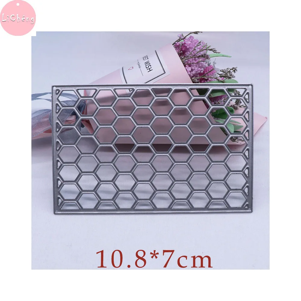 Honeycomb Mesh Frame Slimline Cutting Dies Scrapbooking Embossing Folder Card Making Diy Craft Stencil Metal Die Cut Kraft Paper