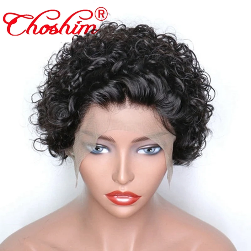Choshim Short Bob Curly Wigs For Black Women 13x6 Brazilian Remy Hair Lace Front Human Pre Plucked Free Shipping | Шиньоны и парики