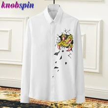 Уникальная мужская рубашка с принтом, с длинными рукавами, тонкая, Chemise homme, черные, белые, очаровательные повседневные мужские рубашки, рабочая одежда, мужская одежда, Camisas