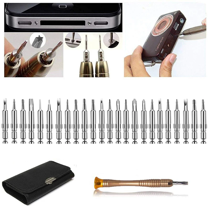 

Leather Case 25 In 1 Screwdriver Set Mobile Phone Repair Tool Kit Multitool Hand Tools For Iphone Watch Tablet C1306 d