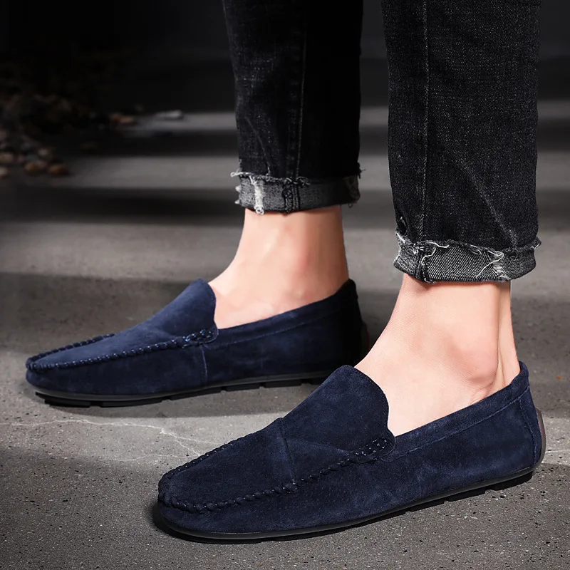 

[Long] Four Seasons Paragraph Large Size Genuine Leather Moccosins-Style Loafers British Style Locomotive MEN'S SHOES