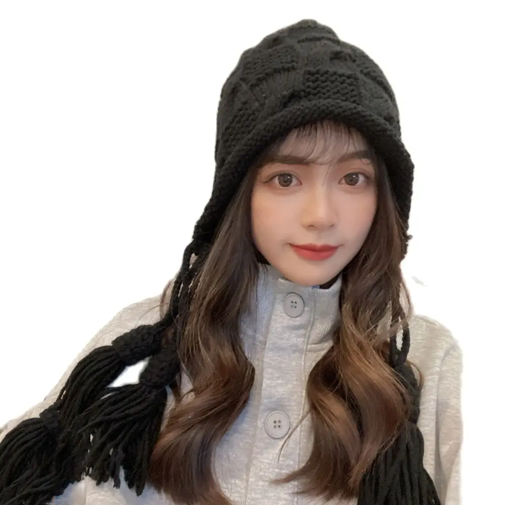 

1PC Unisex Ear Protection Wool Hat Street Hip-Hop Handmade braid Hat Korean Student Wild Knitted Hat Autumn and Winter Warm Hat