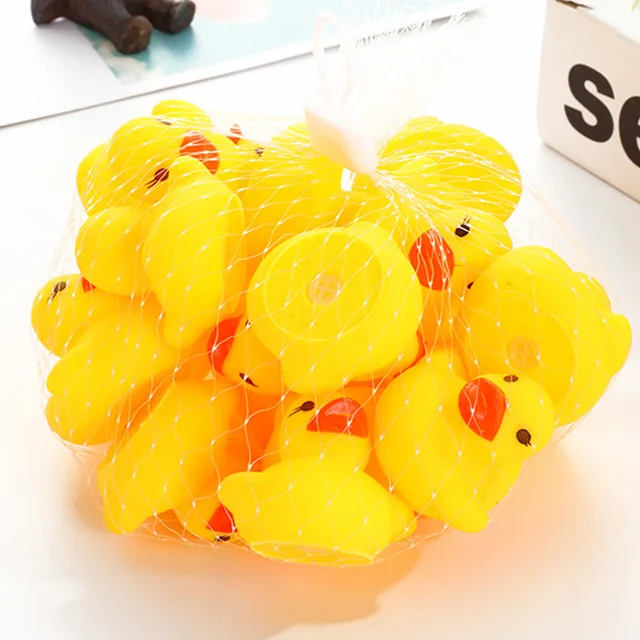 100pcs/lot Squeaky Rubber Duck Duckie Bath Toys Baby Shower Water Toys for baby Children Birthday Favors Gift free shipping 1