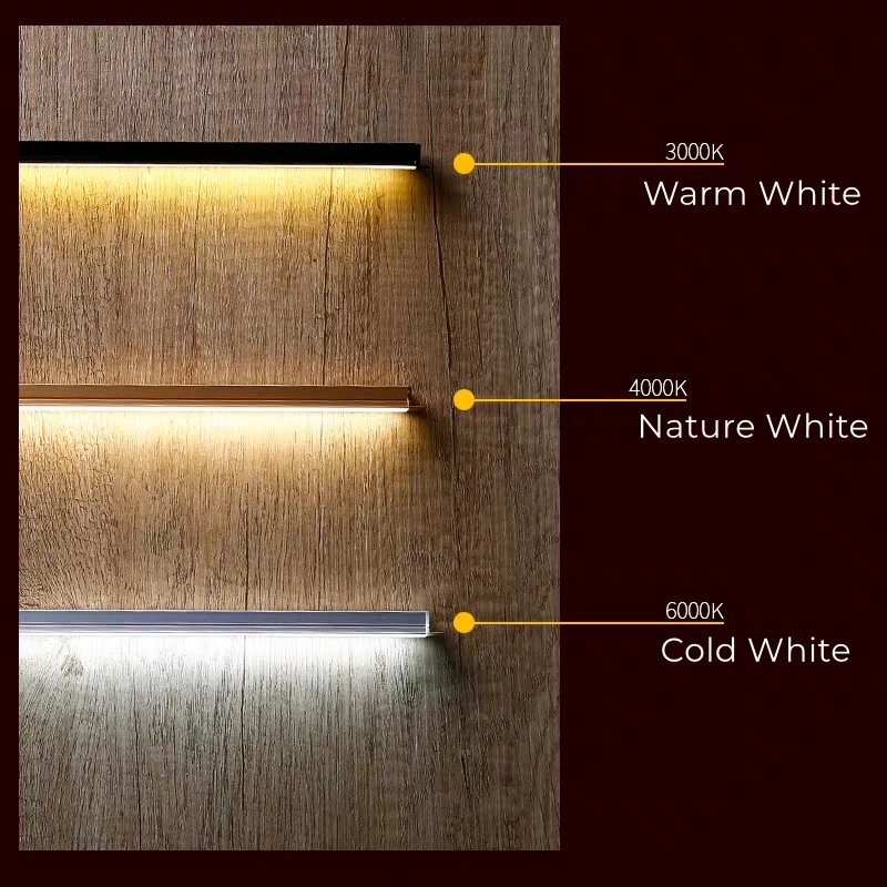 30/40/50cm LED Strip Cabinet Splint Lamps Hidden Doule Side Glow Aluminum Profiles 18mm Wood Board Layer Linear Bar Strip Lights