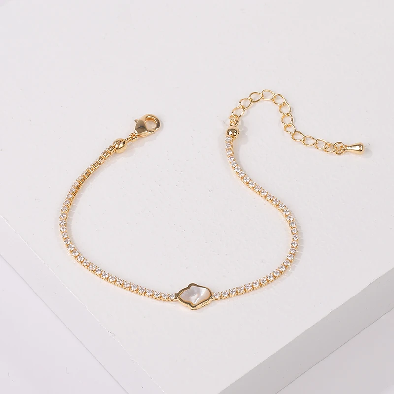 2021New Classic Simple Copper Inlaid Zircon&amp Shell Bracelets Jewelry Korean Fashion Accessories Girl Delicate Bracelet For Woman |