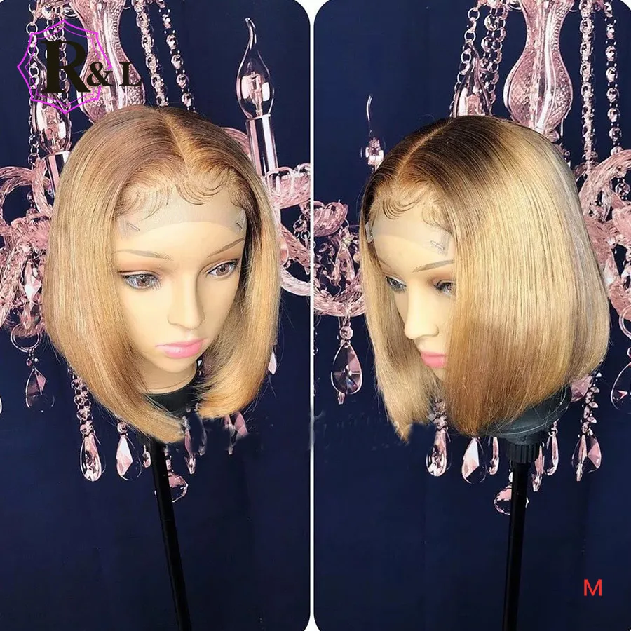 RULINDA 4/27 Ombre Цвет 13*6 кружевной передний парик из человеческих волос с детскими