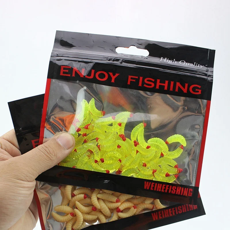 

50pcs/kit Artificial Fishing Lures False Bread Worm Shaped Lifelike Reusable Soft Worms Bait