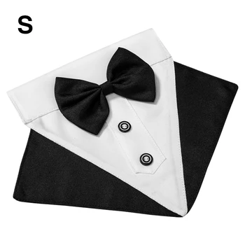 

Washable Triangle Scarf Wedding Party Daily With Bowtie Portable Gentleman Costumes Indoor Outdoor Dog Bandana Collar Adjustable