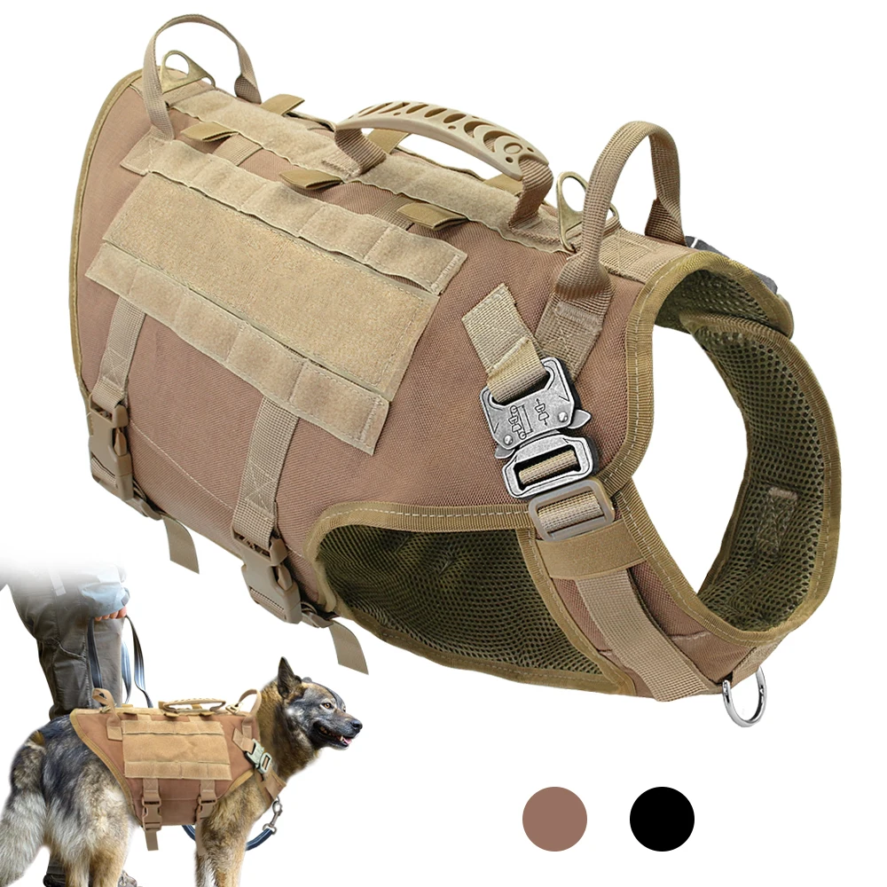 

Tactical Dog Harness Vest No Pull Nylon Military K9 Working Dog Harness Adjustable Pet Training Hunting Molle Vest With Handle