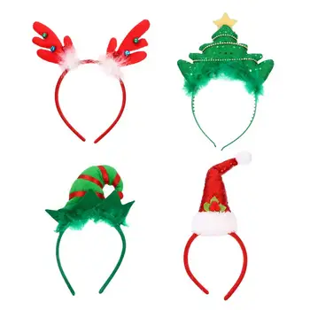 

4Pcs Headdress Horn Xmas Tree Sequins Hat Antler Cosplay Christmas Costume Lovely Headpiece Headwear Hair Hoop Headband