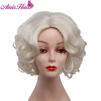 

Amir Short Fluffy Wave Blonde Fluffy Wig Bouncy Curly Wave Ombre Blonde Wigs Beige Full Synthetic Wigs For Women Cosplay Party
