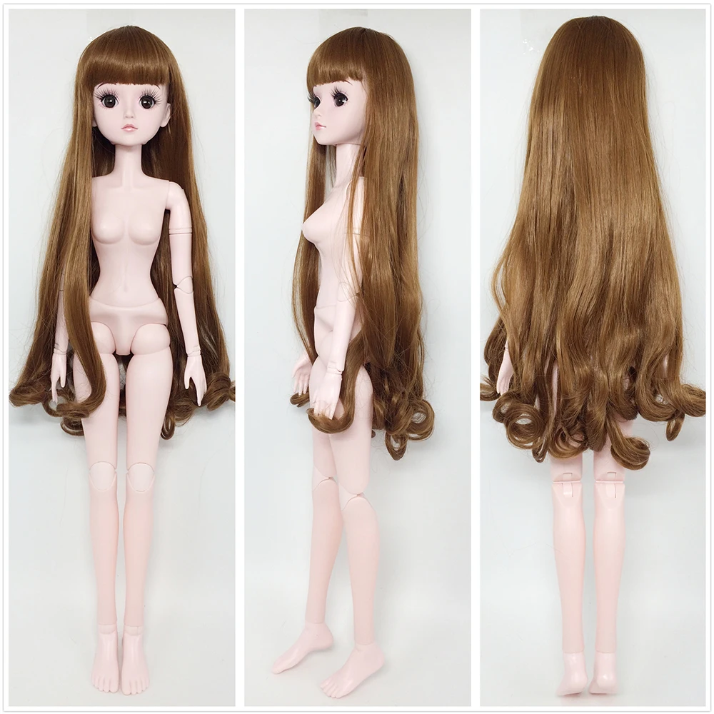 Волосы для 1/3 BJD 60 см девушка Кукла Высокая температура коричневый куклы парики для Blythe 1/3 аксессуары для кукол