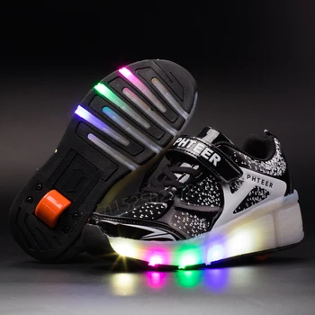 

2020 New Sneakers Kids with Wheels Roller Skate Shoes Children Glowing Led Light Up for Boys Girls