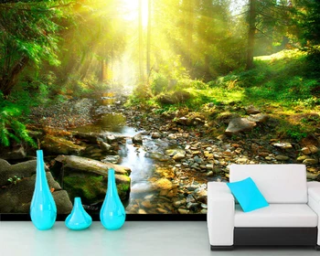 

Papel de parede Mountain river in the forest natual 3d wallpaper,living room TV wall bedroom wall papers home decor mural
